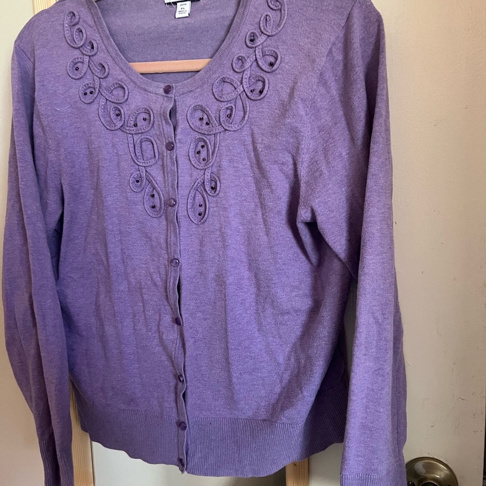 Croft & Barrow lavender beaded women’s cardigan